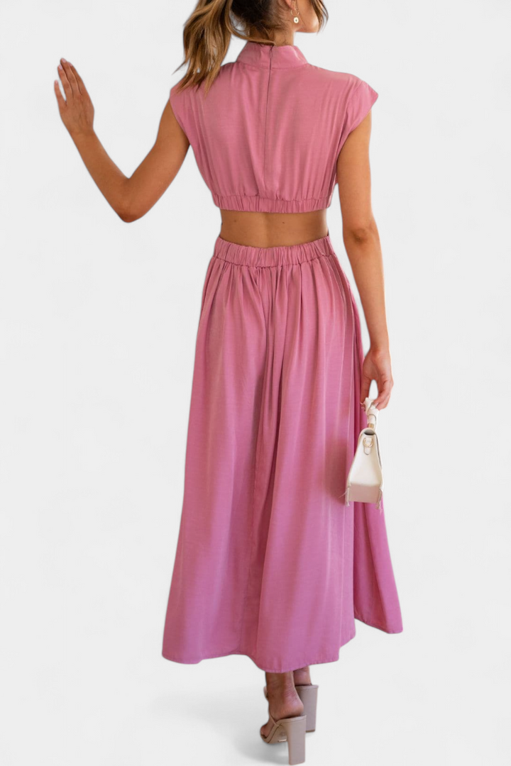 Jocelyn Ensemble Long Minimaliste avec Col Haut et Fente Latérale
