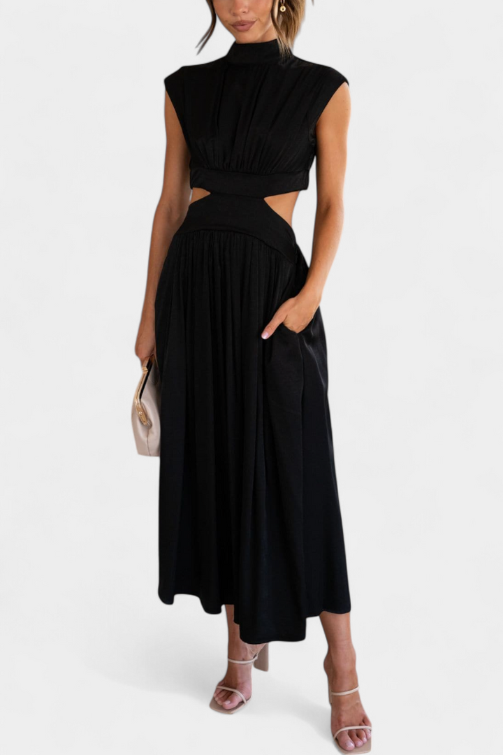 Jocelyn Ensemble Long Minimaliste avec Col Haut et Fente Latérale