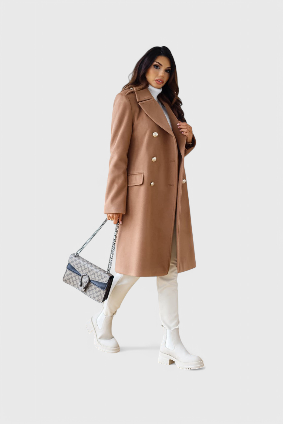 Yara Manteau en Laine Classique avec Silhouette Structurée