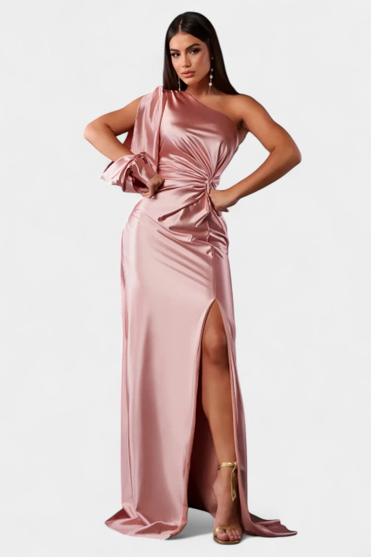 Robe Asymétrique Drapée Charlotte à Une Épaule