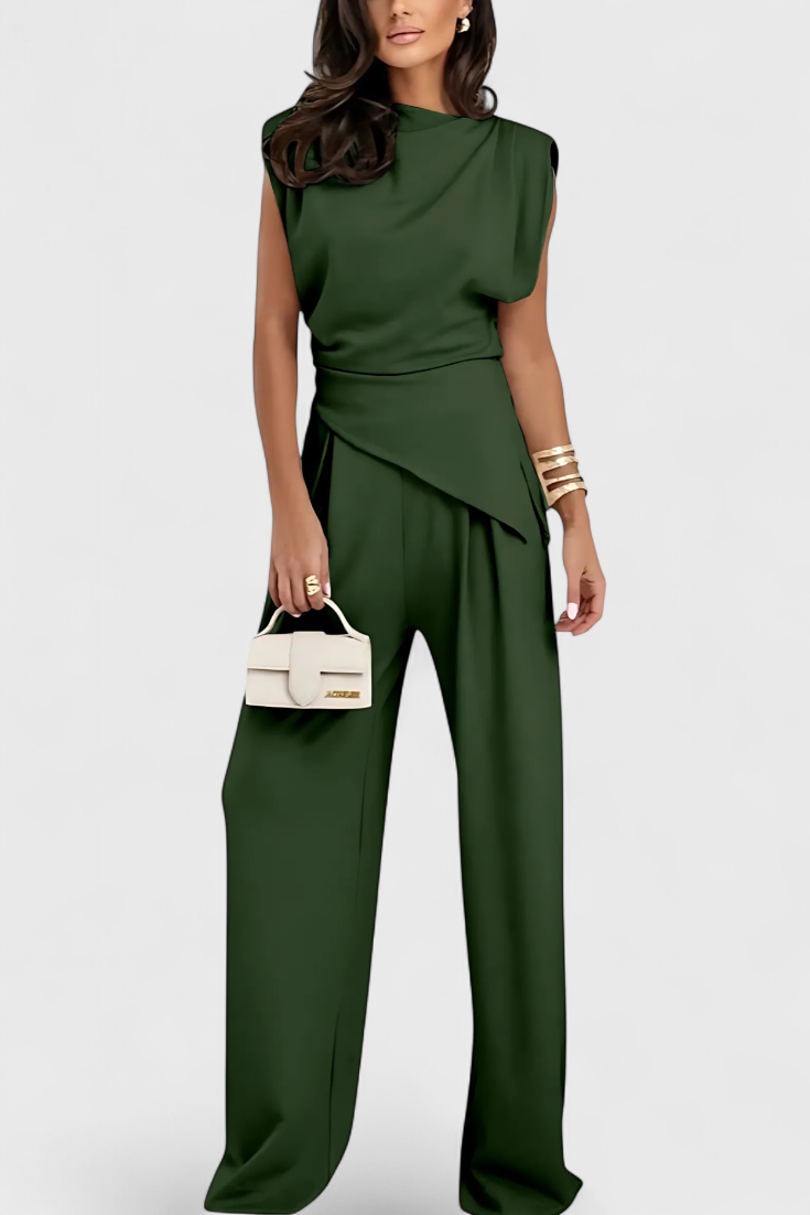 Sofia Ensemble Asymétrique avec Épaules Drapées