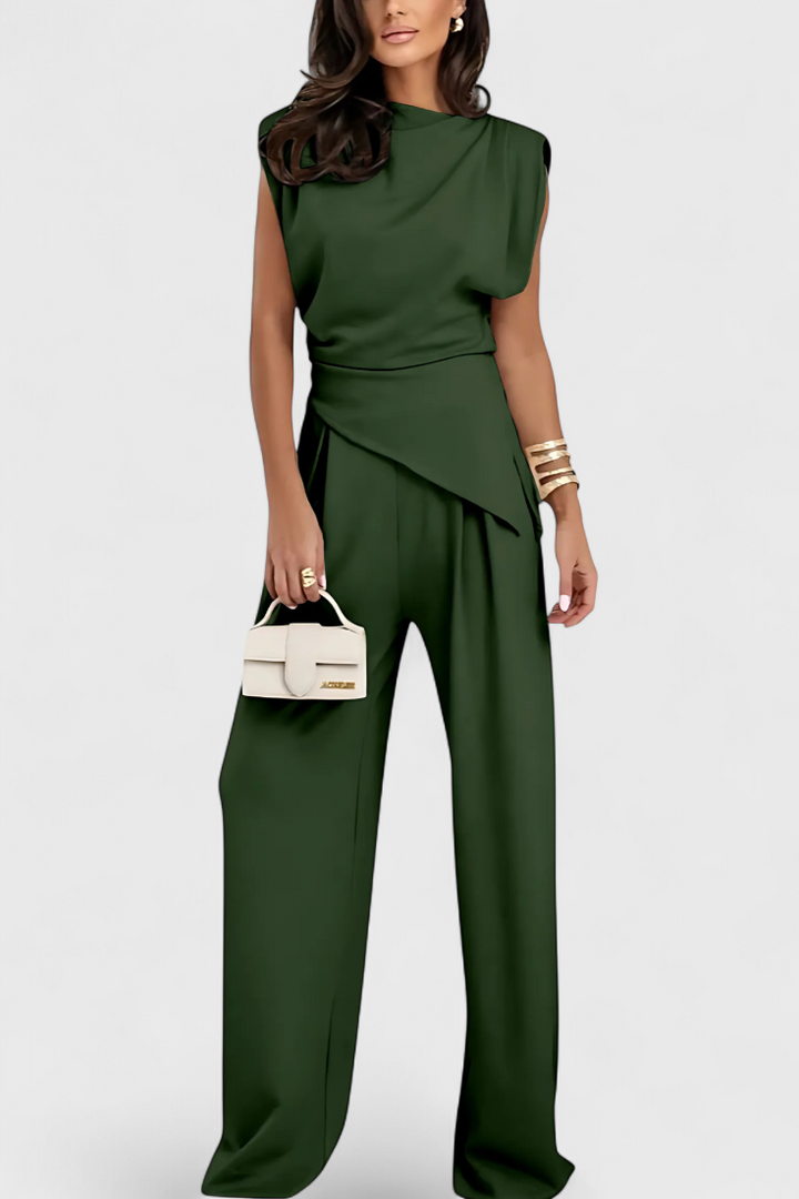 Sofia Ensemble Asymétrique avec Épaules Drapées