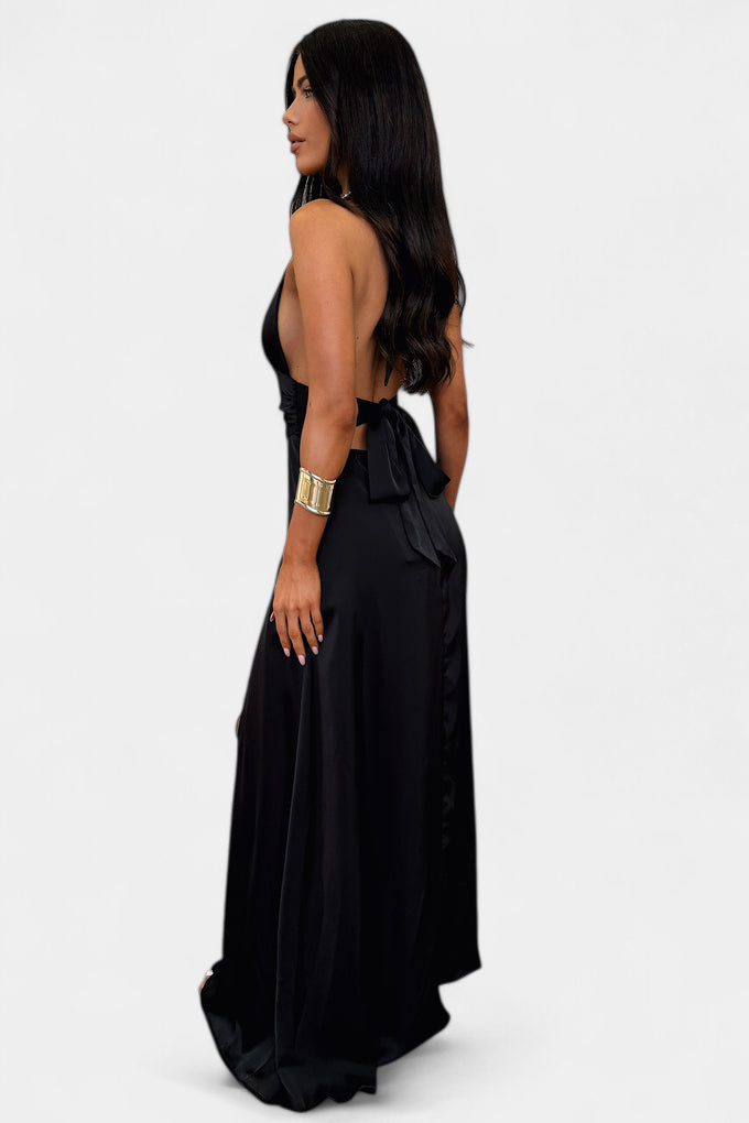 Robe Latisha à Col Halter et Grande Fente