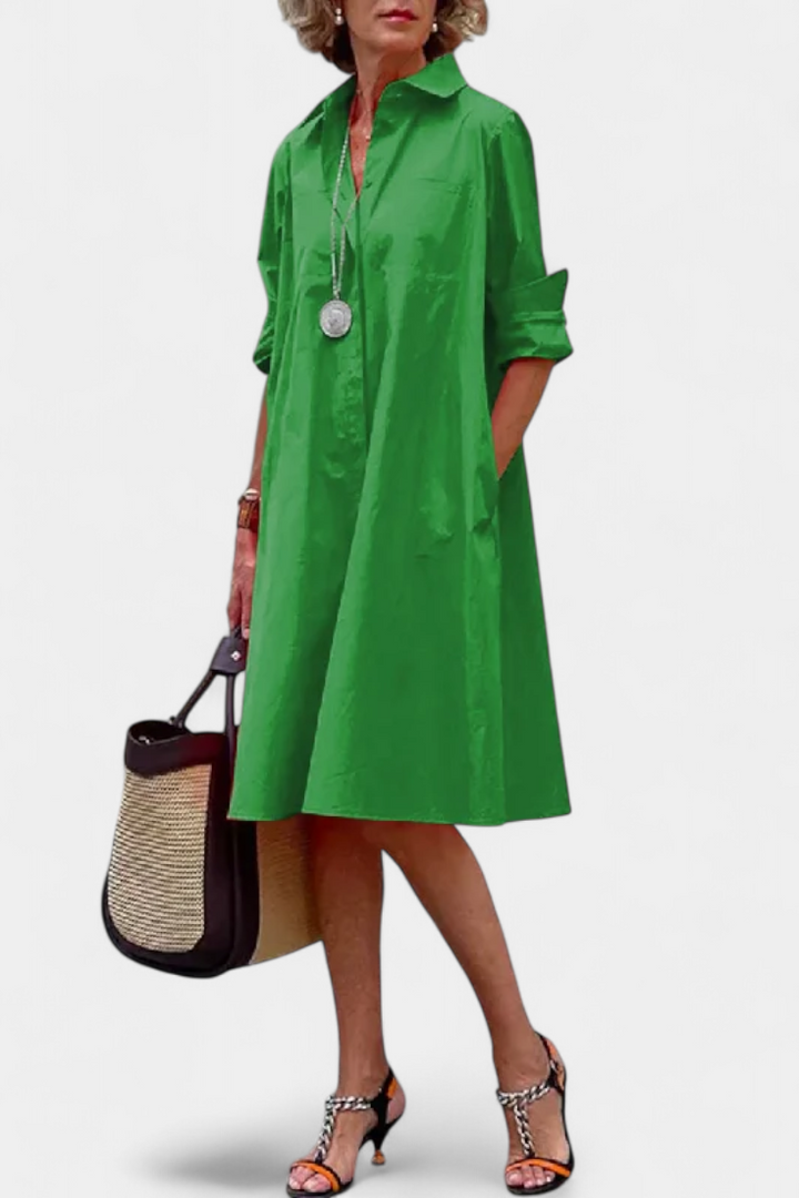 Robe Larissa en Coton avec Col Revers