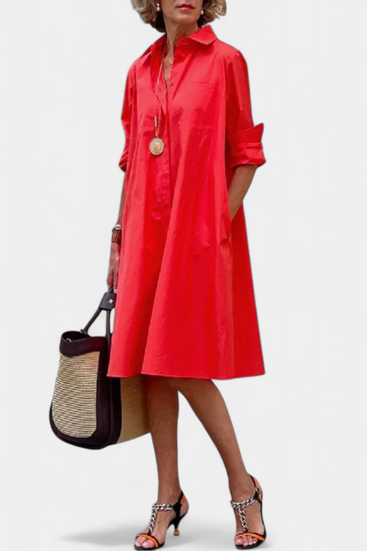 Robe Larissa en Coton avec Col Revers