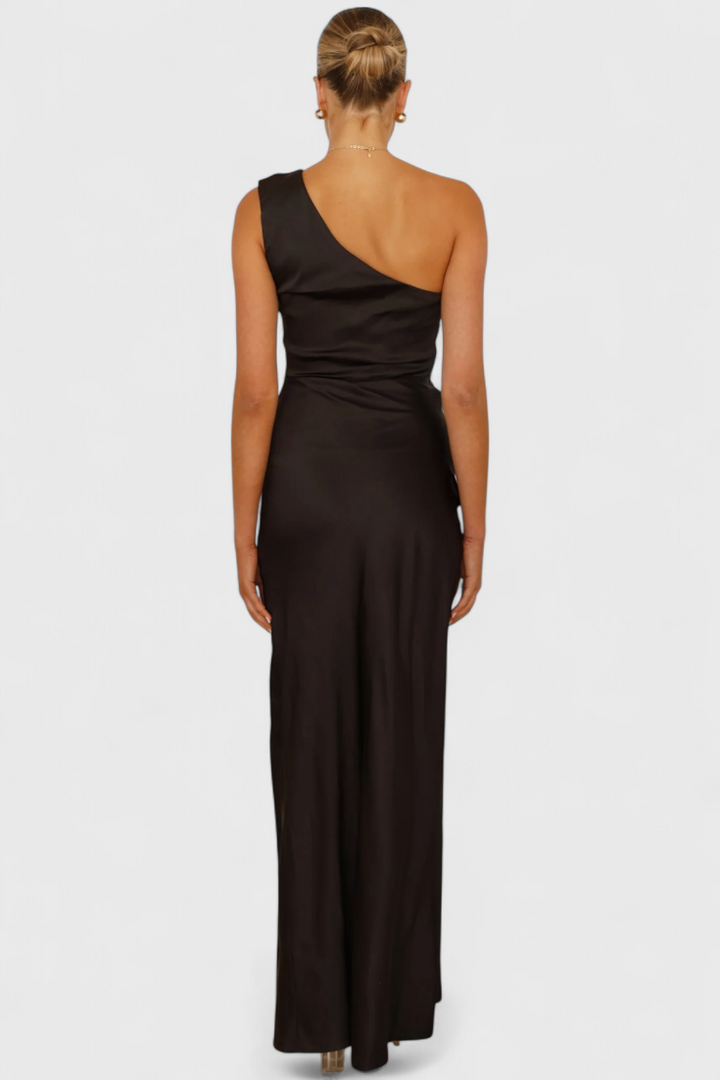 Robe Josefa à Une Épaule avec Plis et Haute Fente
