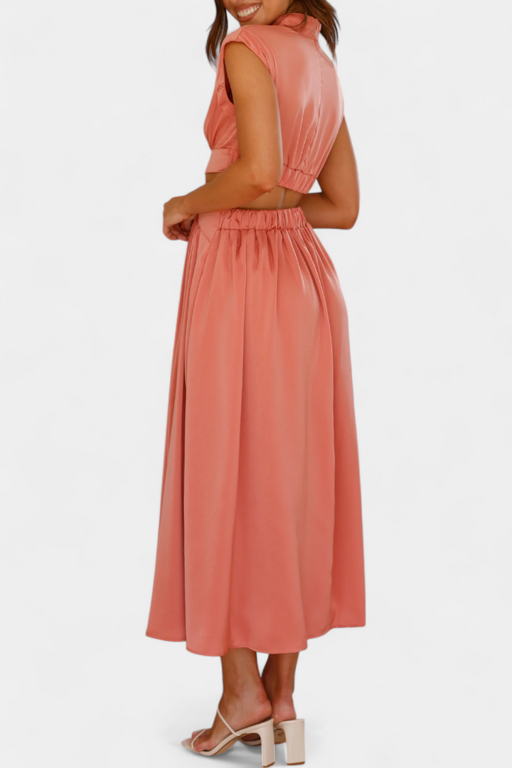Jocelyn Ensemble Long Minimaliste avec Col Haut et Fente Latérale
