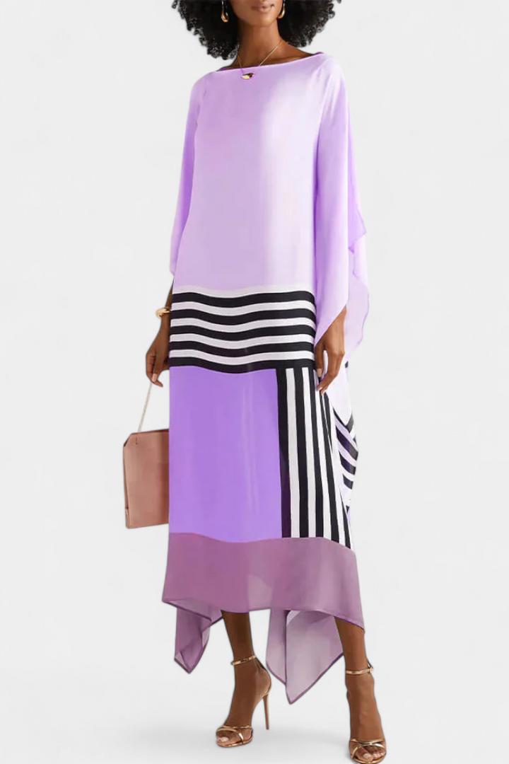 Caftan Elenora Géométrique à Coupe Ample avec Tissu Butterfly Mesh