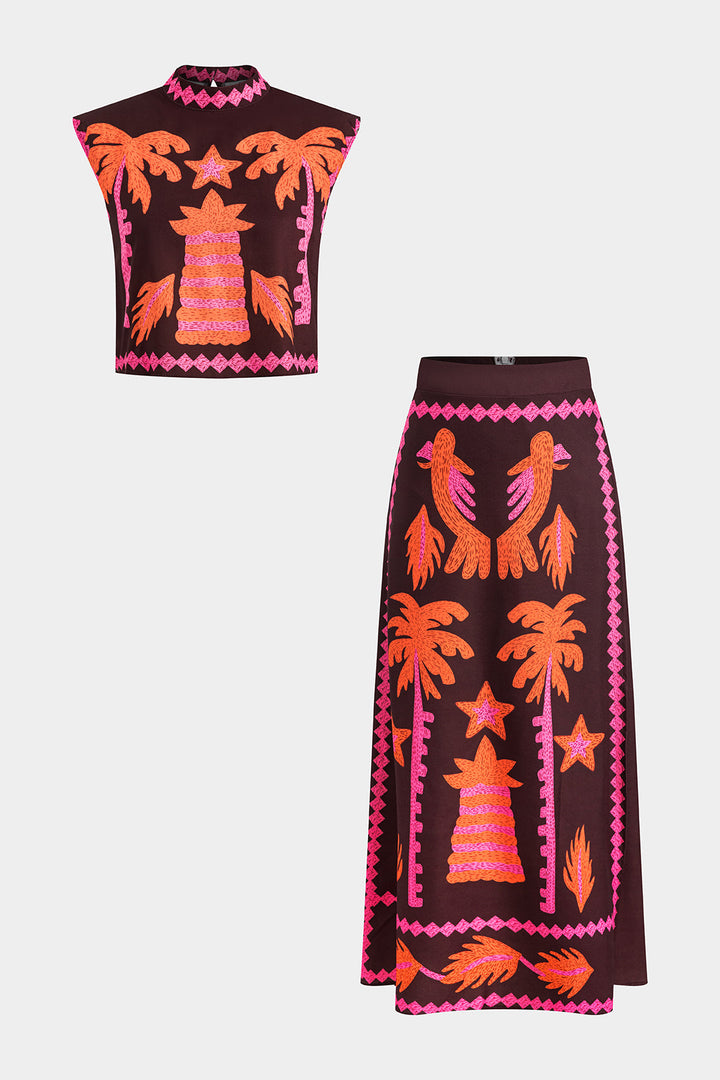 Ensemble Top et Jupe Courte Sloan Palmier de Coco