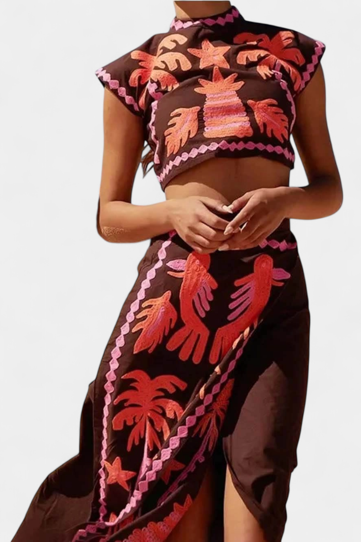 Ensemble Top et Jupe Courte Sloan Palmier de Coco