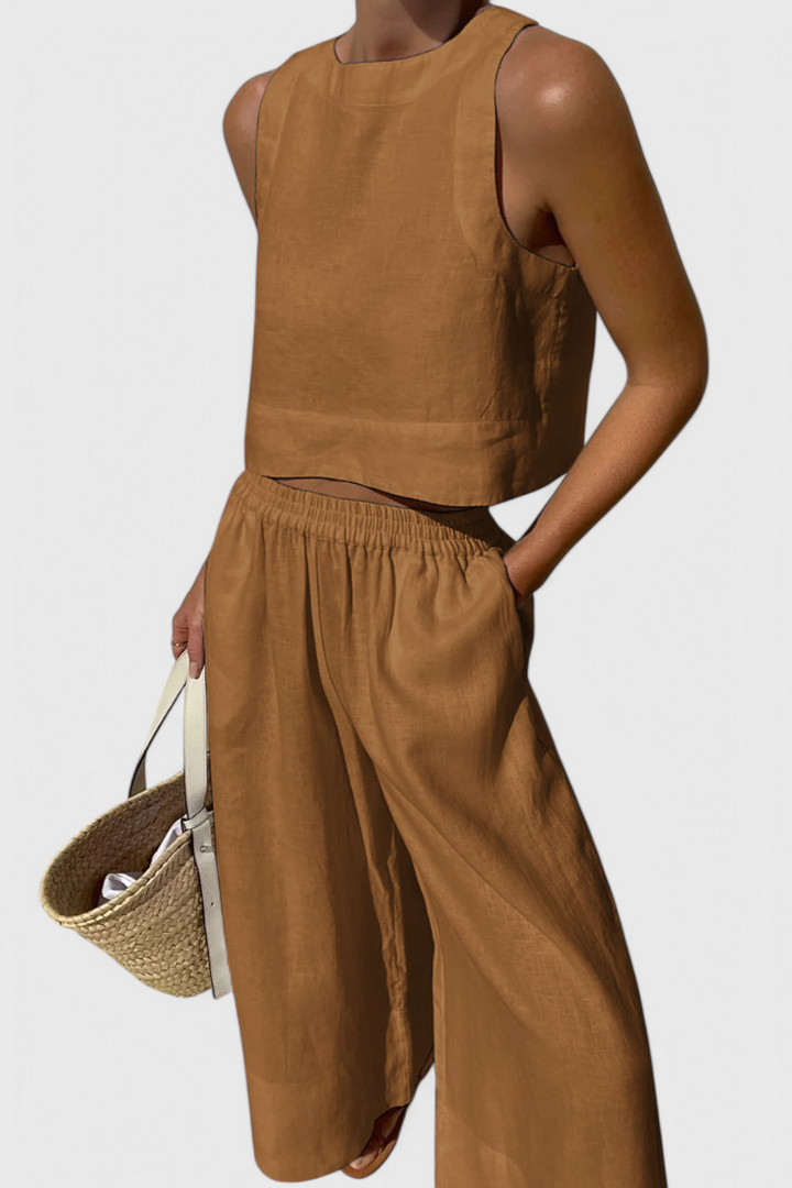 Avelina Ensemble Minimaliste en Coton et Lin Léger