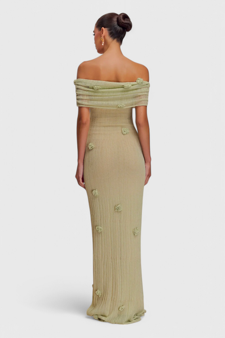 Barbara Robe Maxi en Tricot Off-Shoulder