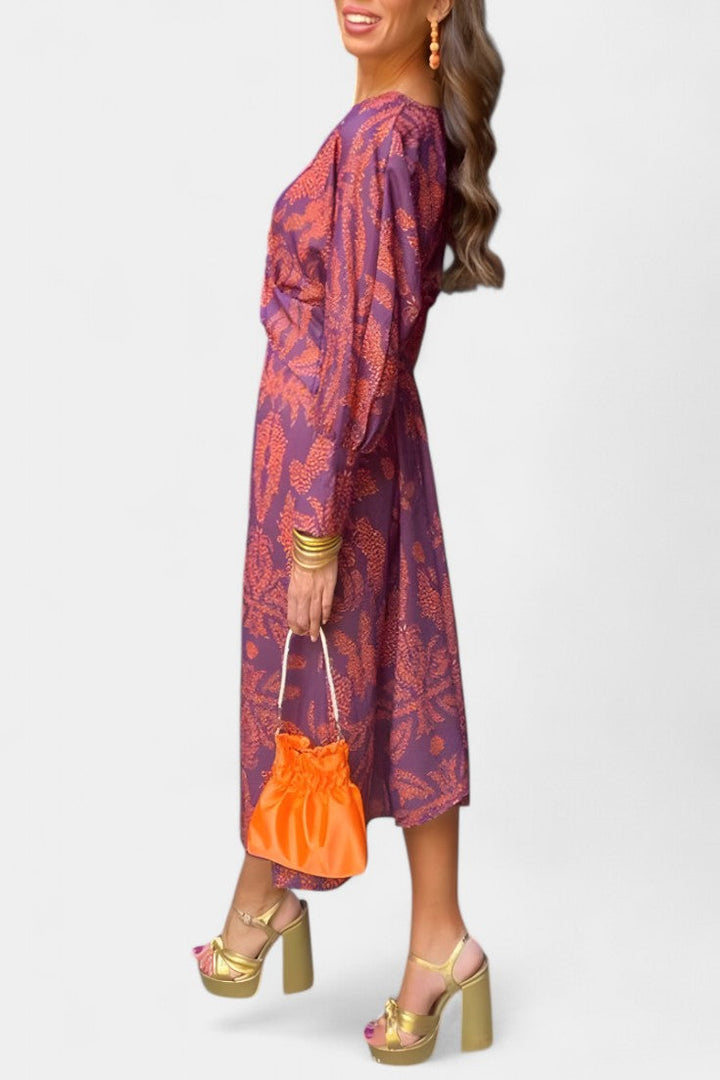 Elara Robe Maxi avec Décolleté en V et Nœud Frontal