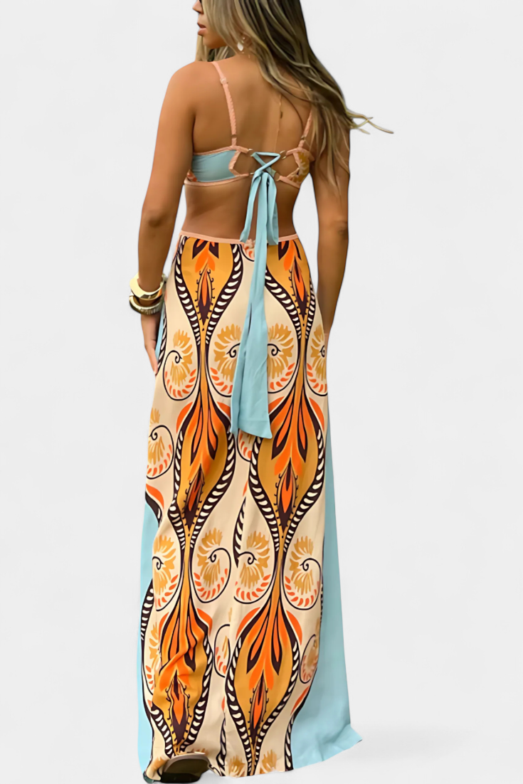 Sytella Robe Cut-Out avec Imprimé Abstrait et Dos Nu