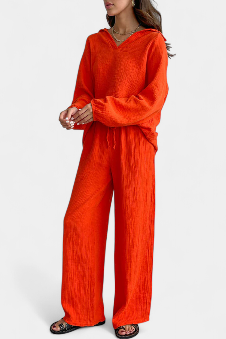 Aya Ensemble de Deux Pièces en Coton avec Décolleté en V