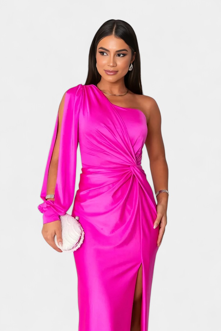 Robe Asymétrique Drapée Charlotte à Une Épaule
