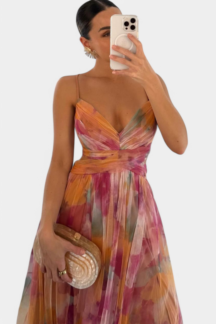 Robe Maxi Fleurie Ingrid avec Décolleté en V