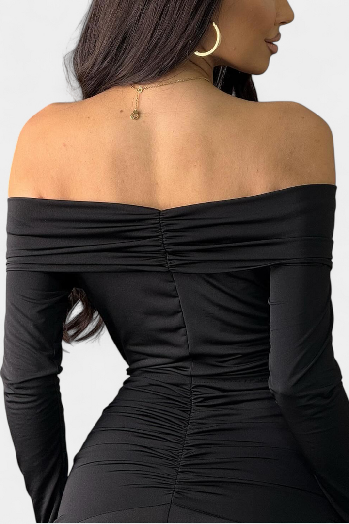 Robe Croisée à Une Épaule Vesna avec Manches Longues