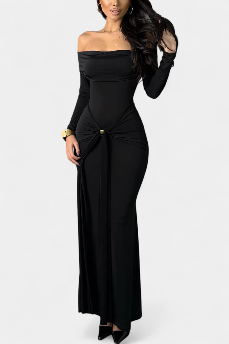 Robe Croisée à Une Épaule Vesna avec Manches Longues
