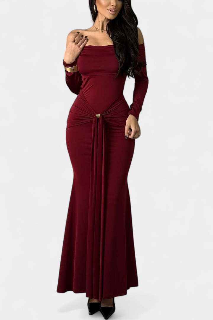 Robe Croisée à Une Épaule Vesna avec Manches Longues