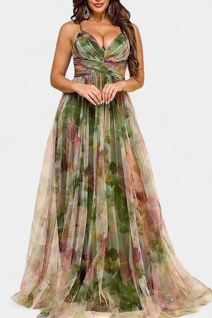 Robe Maxi Fleurie Ingrid avec Décolleté en V