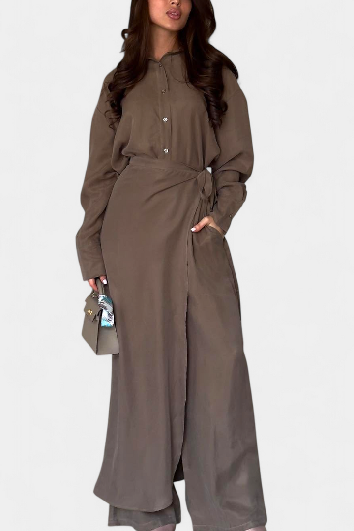 Marisol Ensemble Décontracté de Chemise Ample et Pantalon Jupe