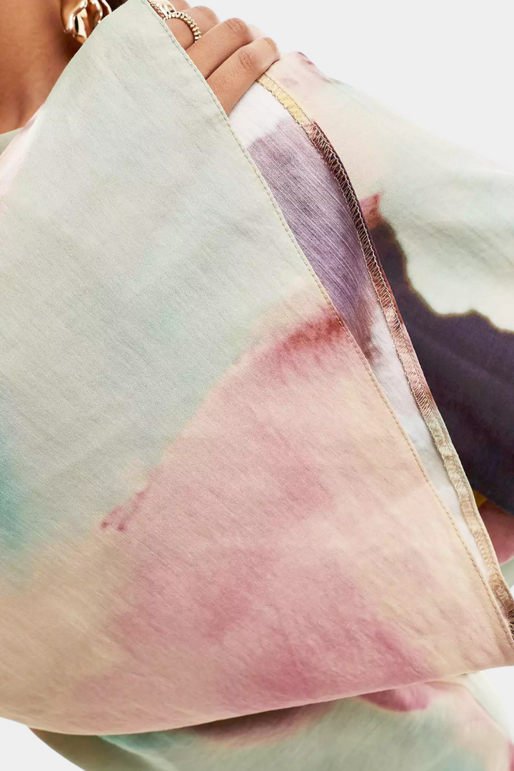 Robe Maxi Dana avec Imprimé Aquarelle et Devant Tordu