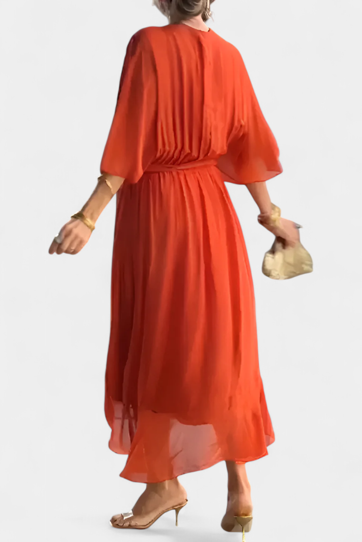 Luisa Robe Longue avec Décolleté en V et Coupe Flowy