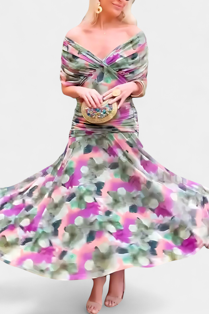 Alondra Robe Longue avec Imprimé Floral Fantaisie et Décolleté en V