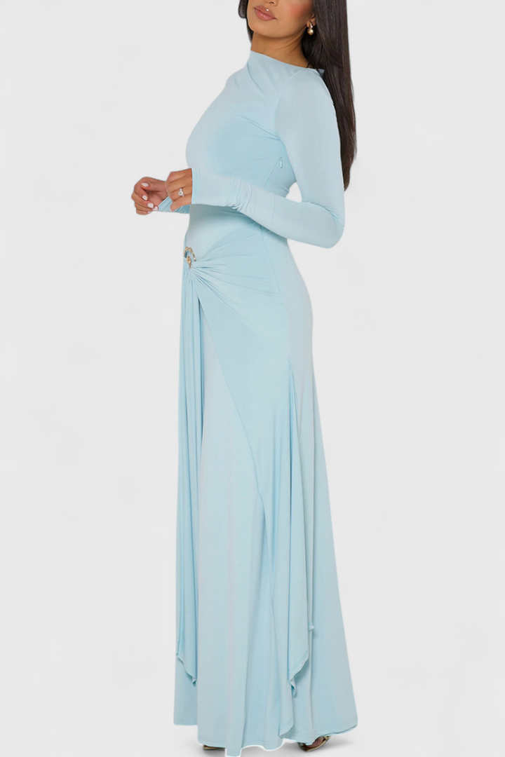 Robe Ajustée Plissée Fátima avec Détails Métalliques