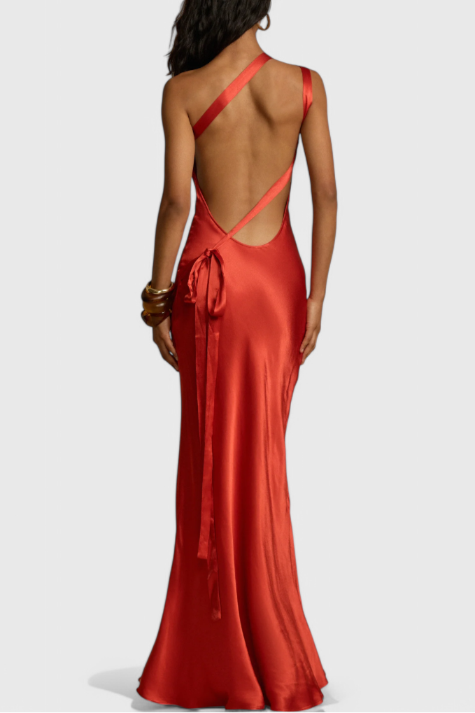 Robe Maxi Lucra avec Bretelles Diagonales et Dos Nu