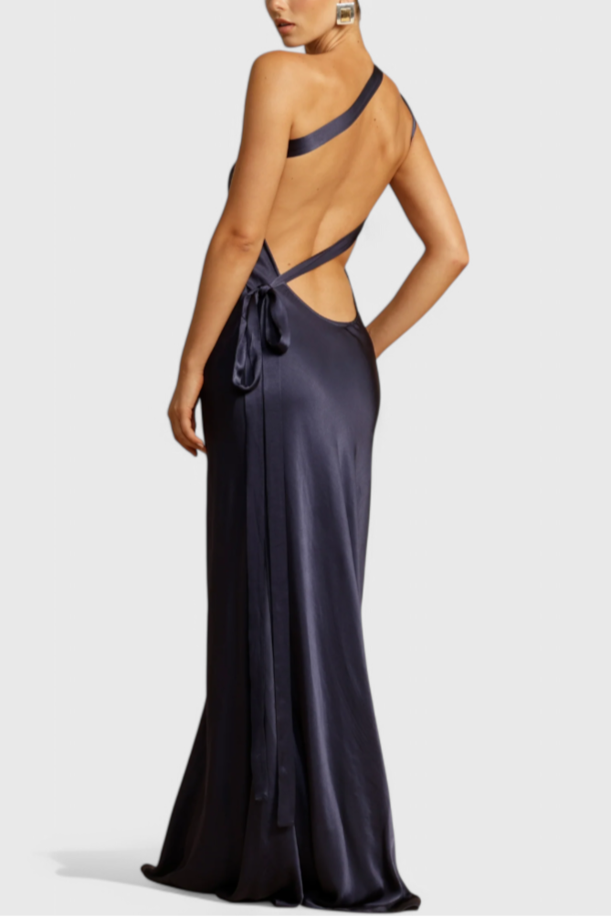 Robe Maxi Lucra avec Bretelles Diagonales et Dos Nu