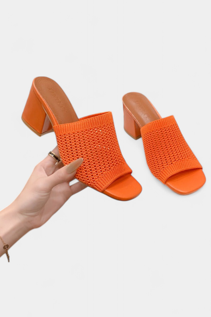 Sandales à Talons Christy avec Maille Respirante et Design Carré