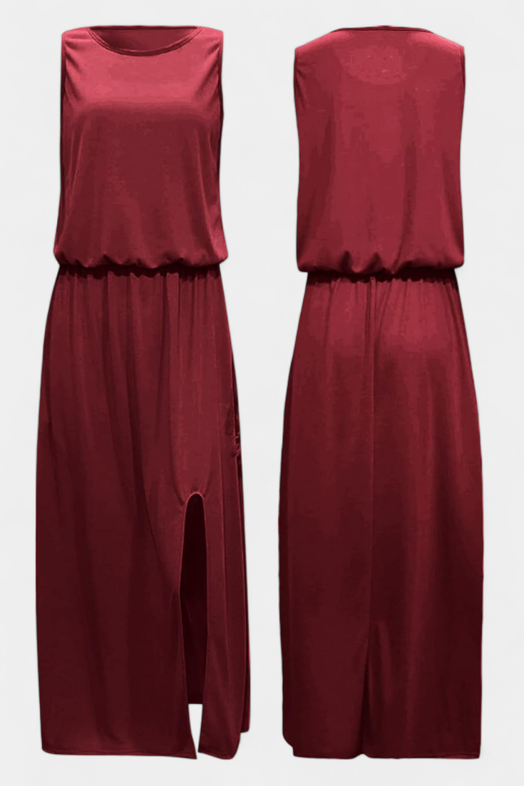Robe Dianne Sans Manches avec Fente Latérale et Silhouette Ample