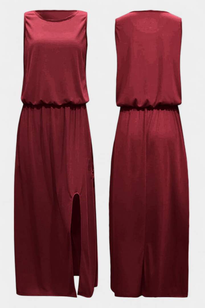 Robe Dianne Sans Manches avec Fente Latérale et Silhouette Ample