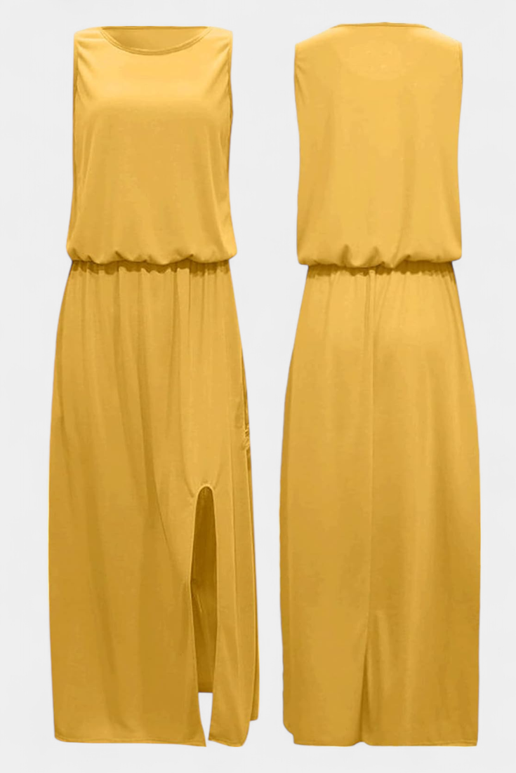 Robe Dianne Sans Manches avec Fente Latérale et Silhouette Ample