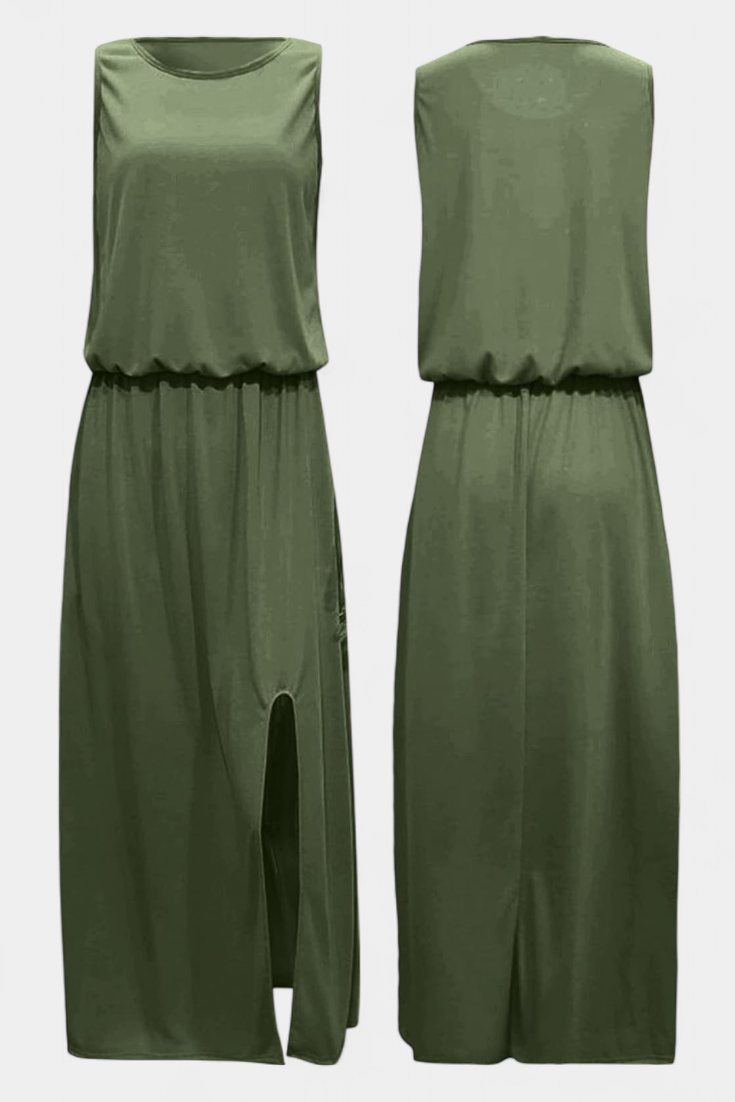 Robe Dianne Sans Manches avec Fente Latérale et Silhouette Ample
