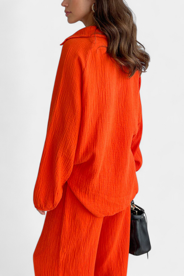 Aya Ensemble de Deux Pièces en Coton avec Décolleté en V