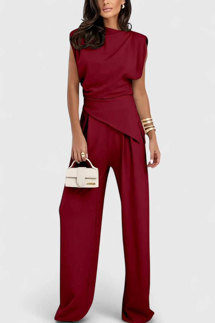 Ensemble Sofia Asymétrique avec Épaules Drapées