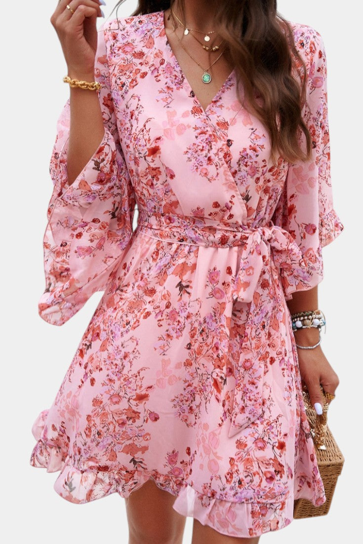 Robe Mini Fleurie Imprimée Besa avec Silhouette Fluide