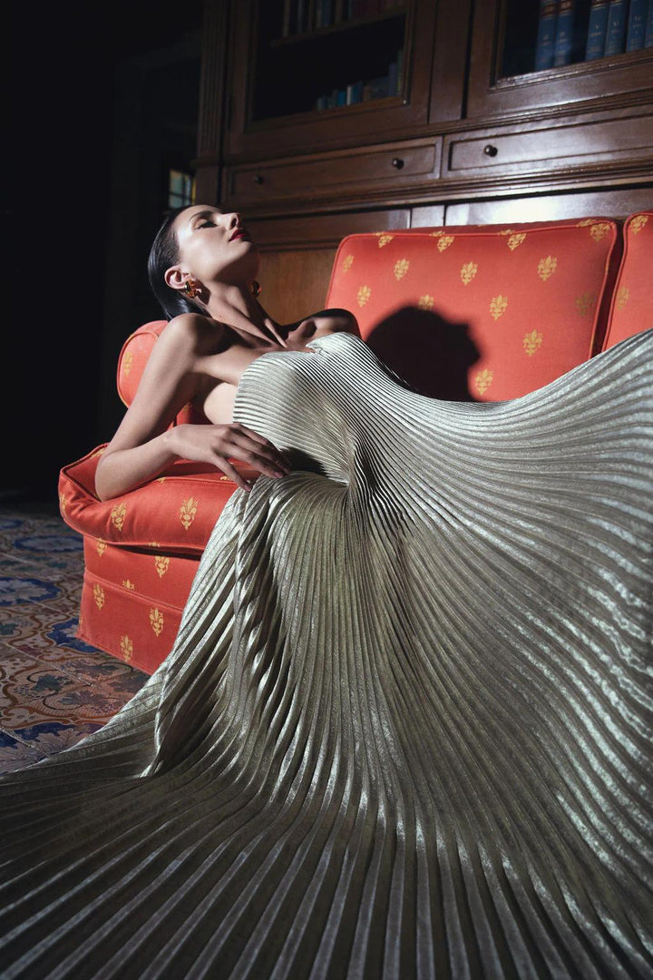 Robe Andreia Sans Manches en A avec Plis