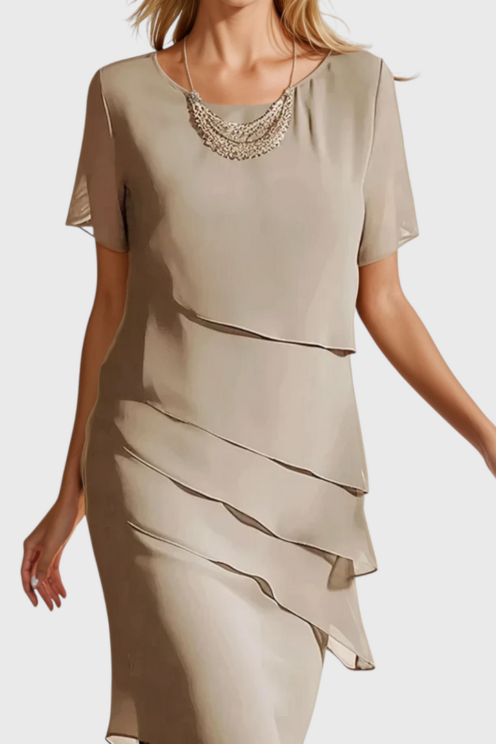 Robe Mia en Chiffon et Coton avec Franges