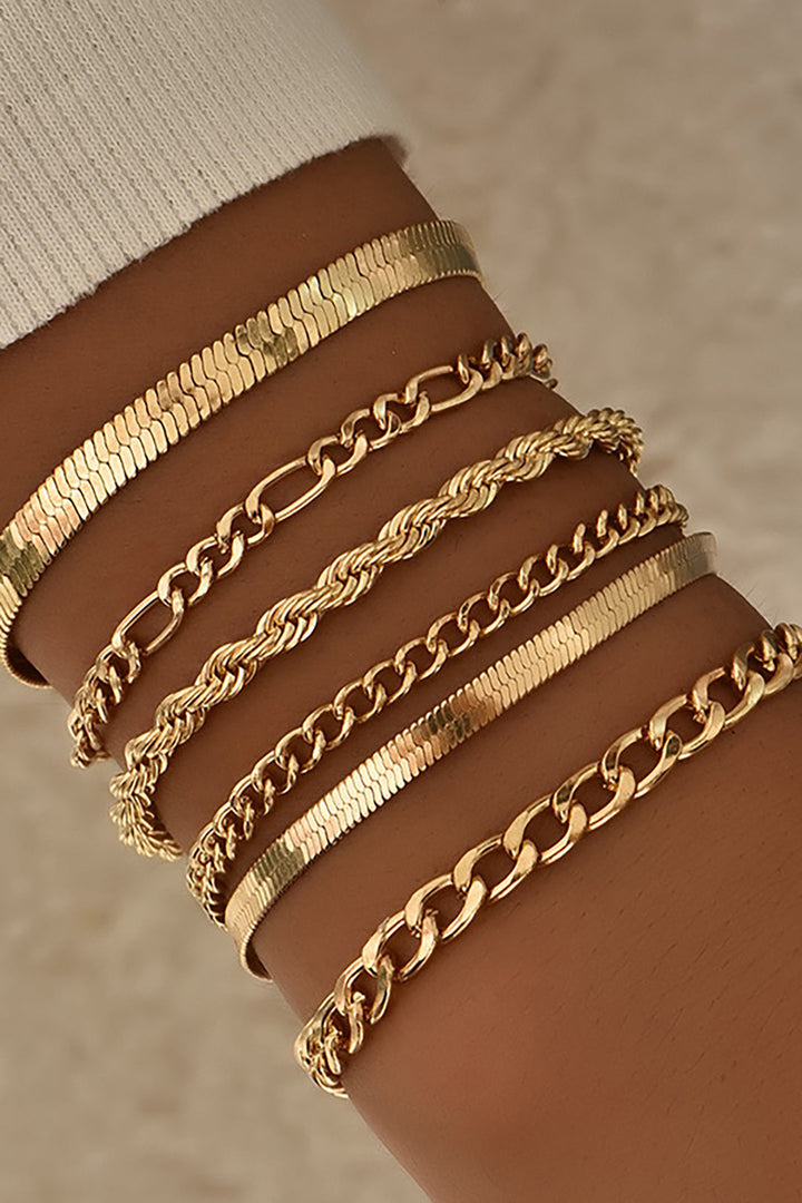 Ensemble de Bracelets en Chaîne Cubaine de 6 Pièces