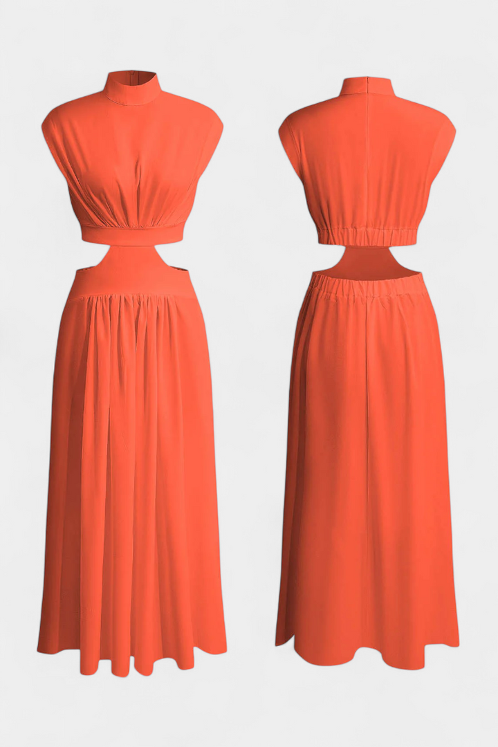 Jocelyn Ensemble Long Minimaliste avec Col Haut et Fente Latérale