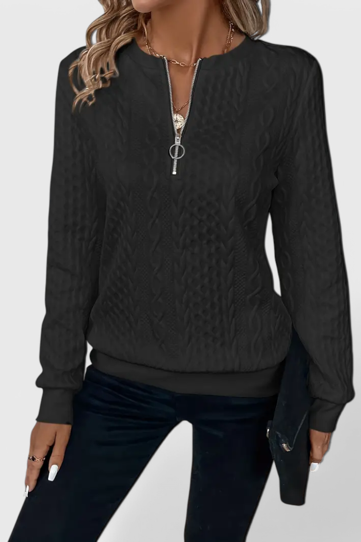 Pull Zoey en Maille avec Fermeture Éclair Douce