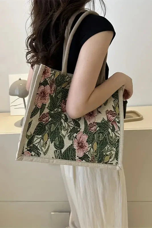 Sac en Jute Taila avec Imprimé Floral et Design Écologique