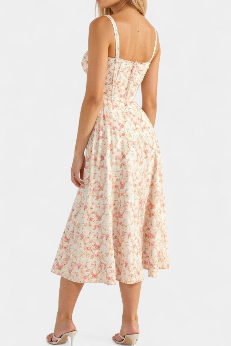 Flora Robe Midi A-Ligne avec Corset