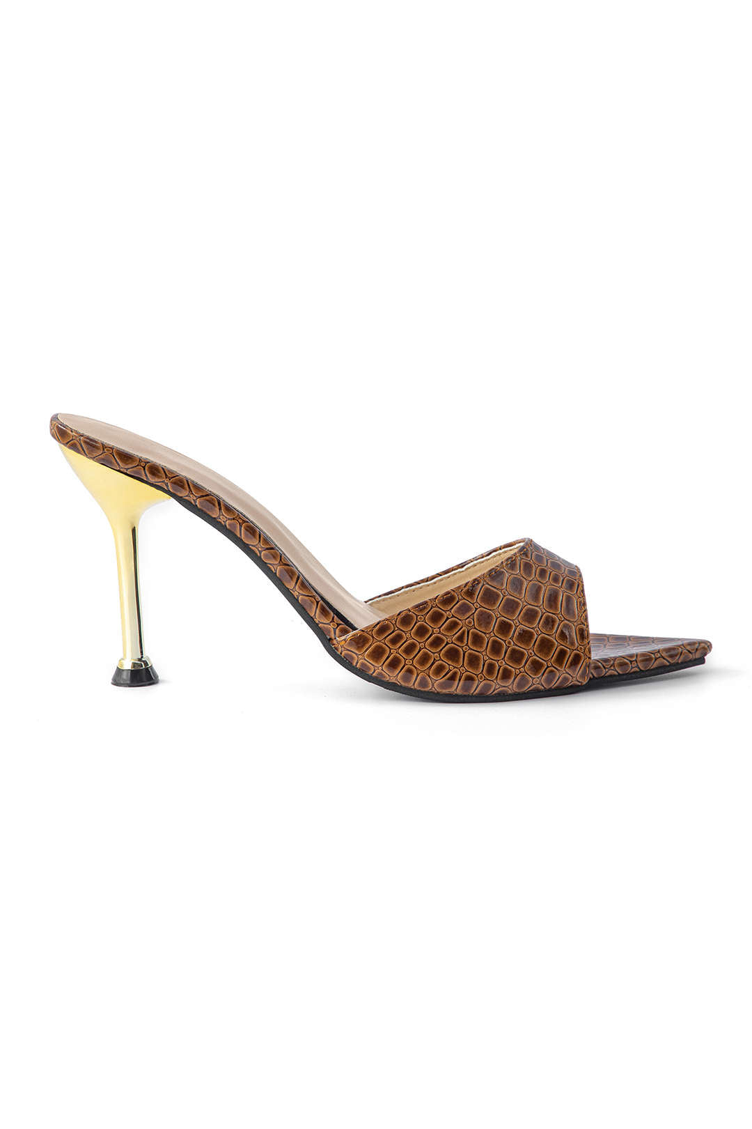 Sandales à talons hauts avec bout ouvert et sans bride à la cheville