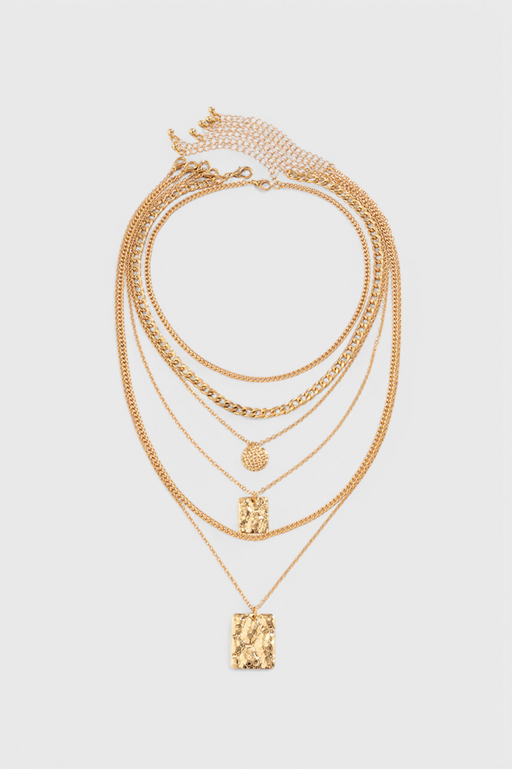 Collier Pendentif Géométrique en Chaîne Métallique