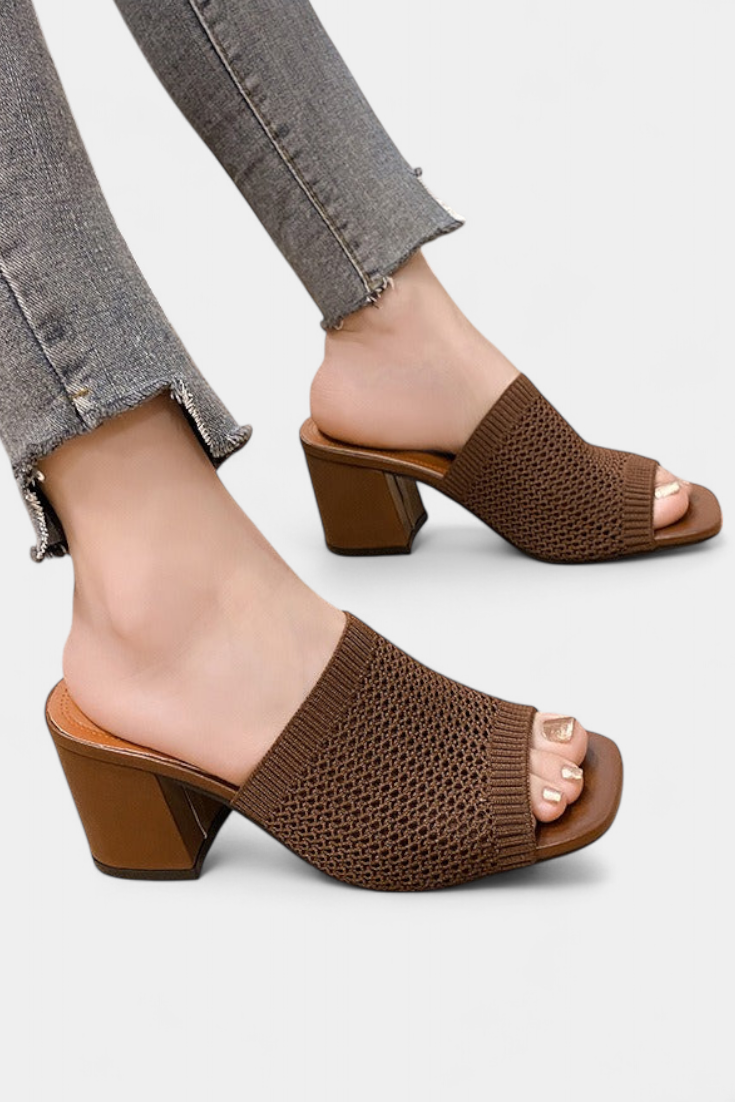 Sandales à Talons Christy avec Maille Respirante et Design Carré